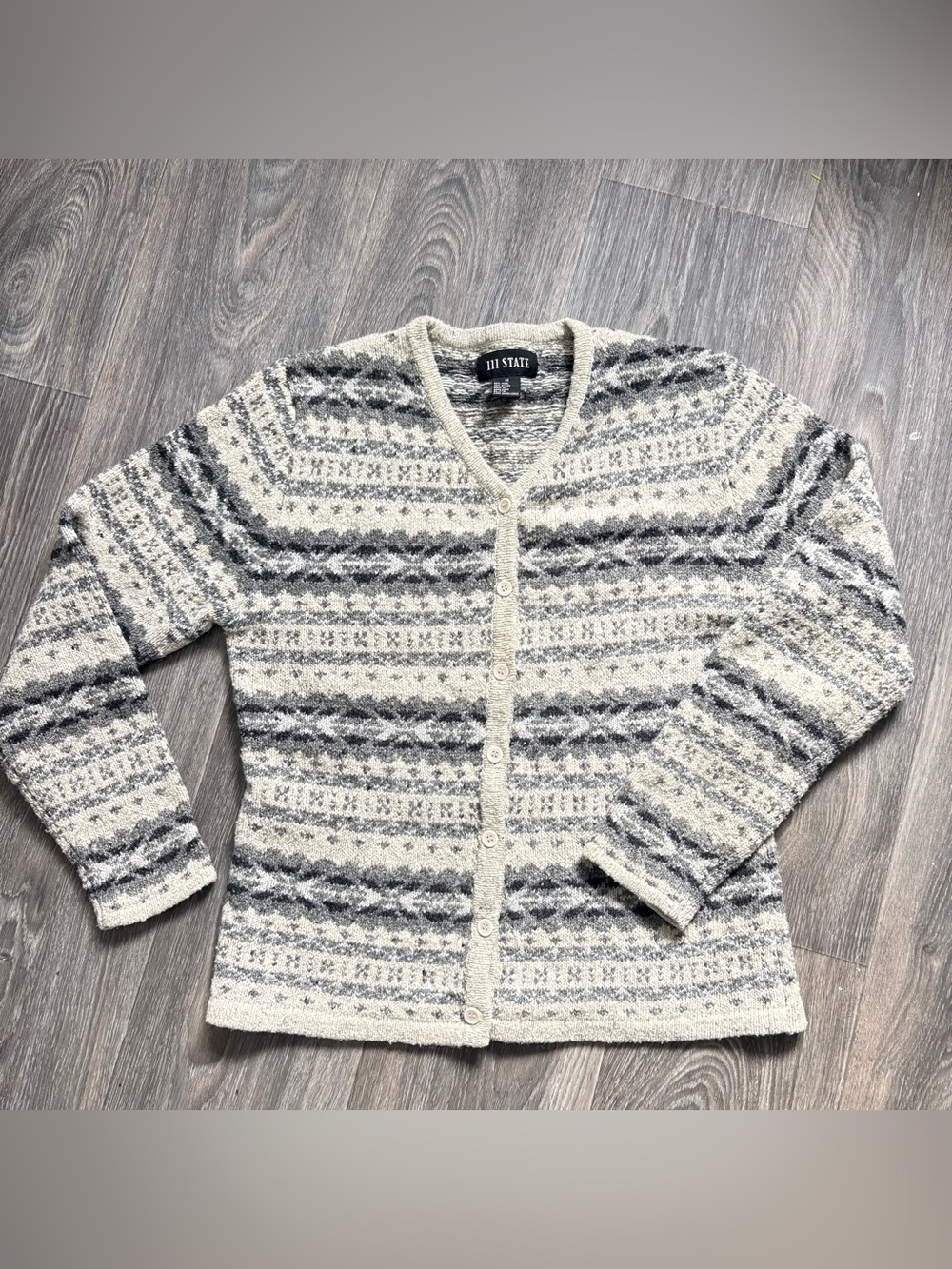 111 State VTG fair isle wool blend cardigan